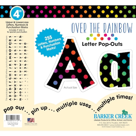 Over The Rainbow 4 Letter Pop-Outs, 255 Characters/Set